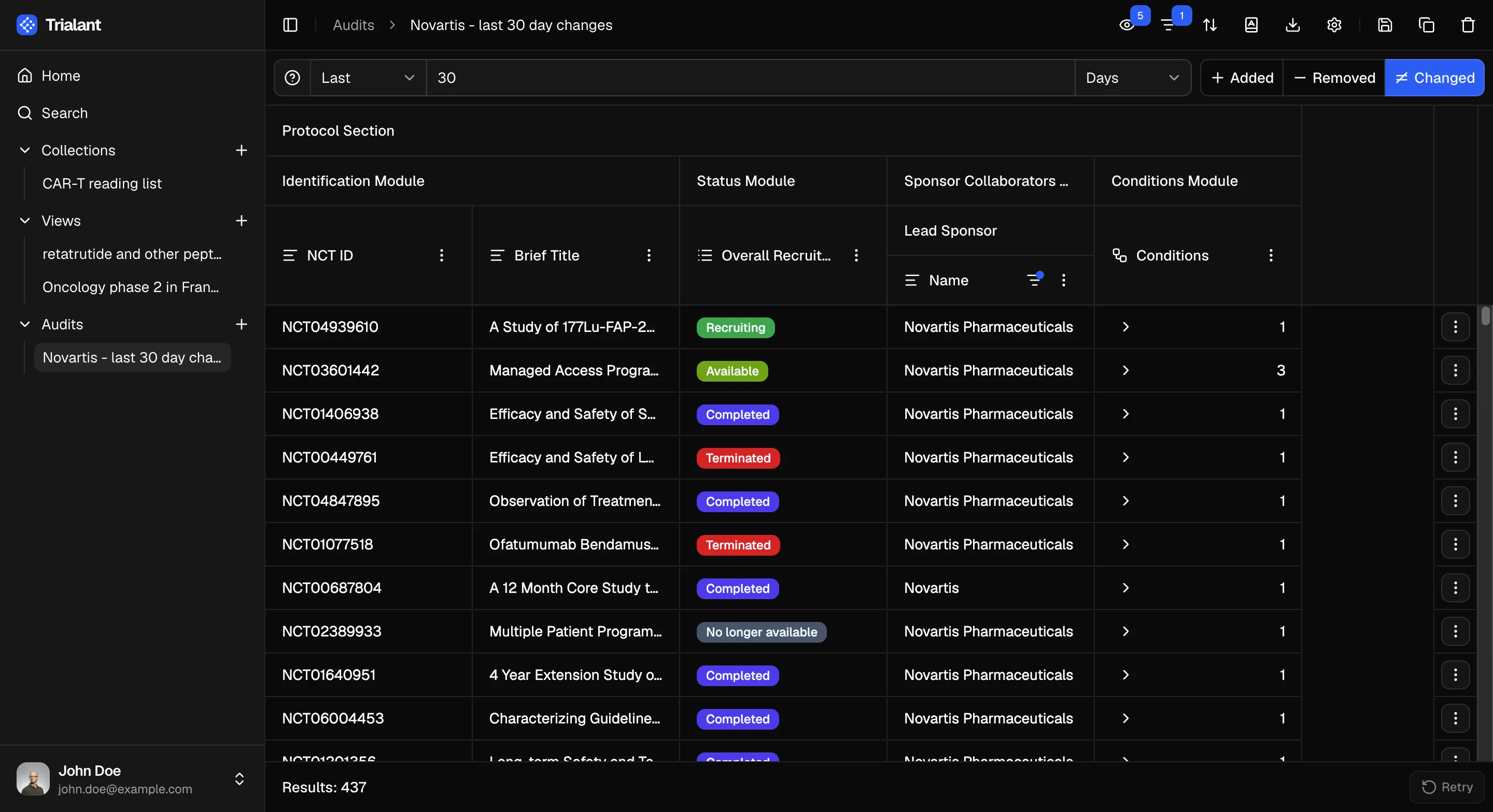 Audits feature screenshot