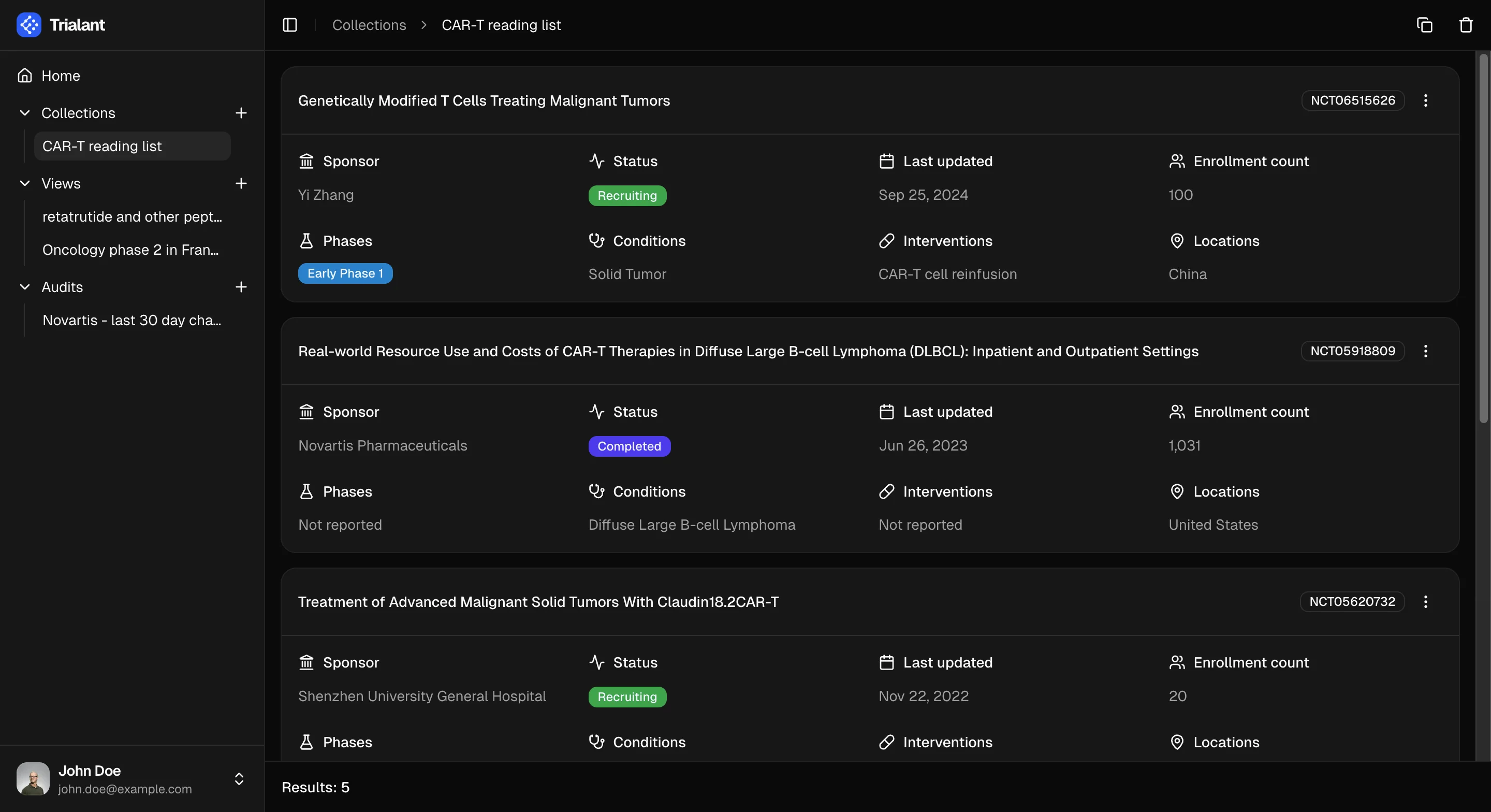 Collections feature screenshot
