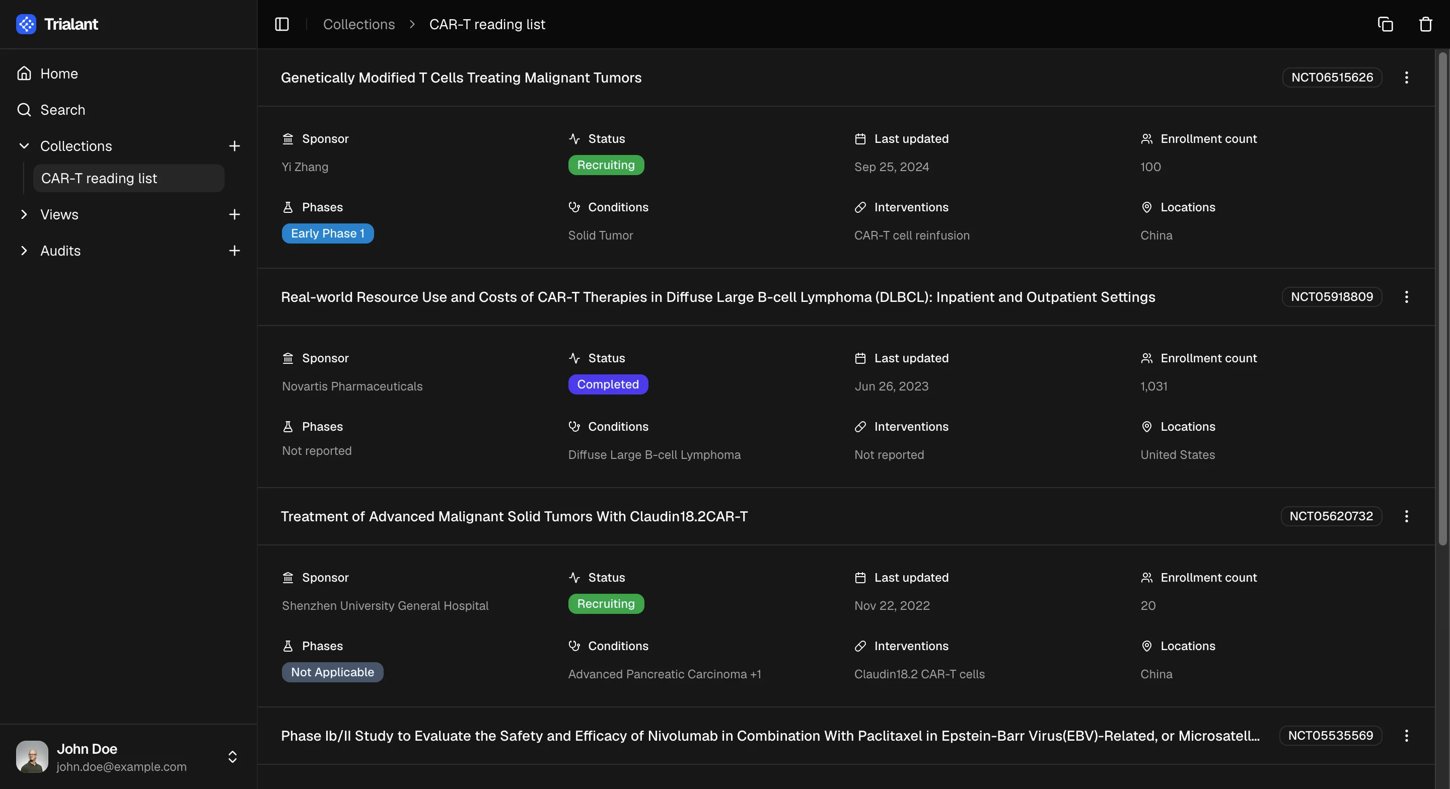 Collections feature screenshot