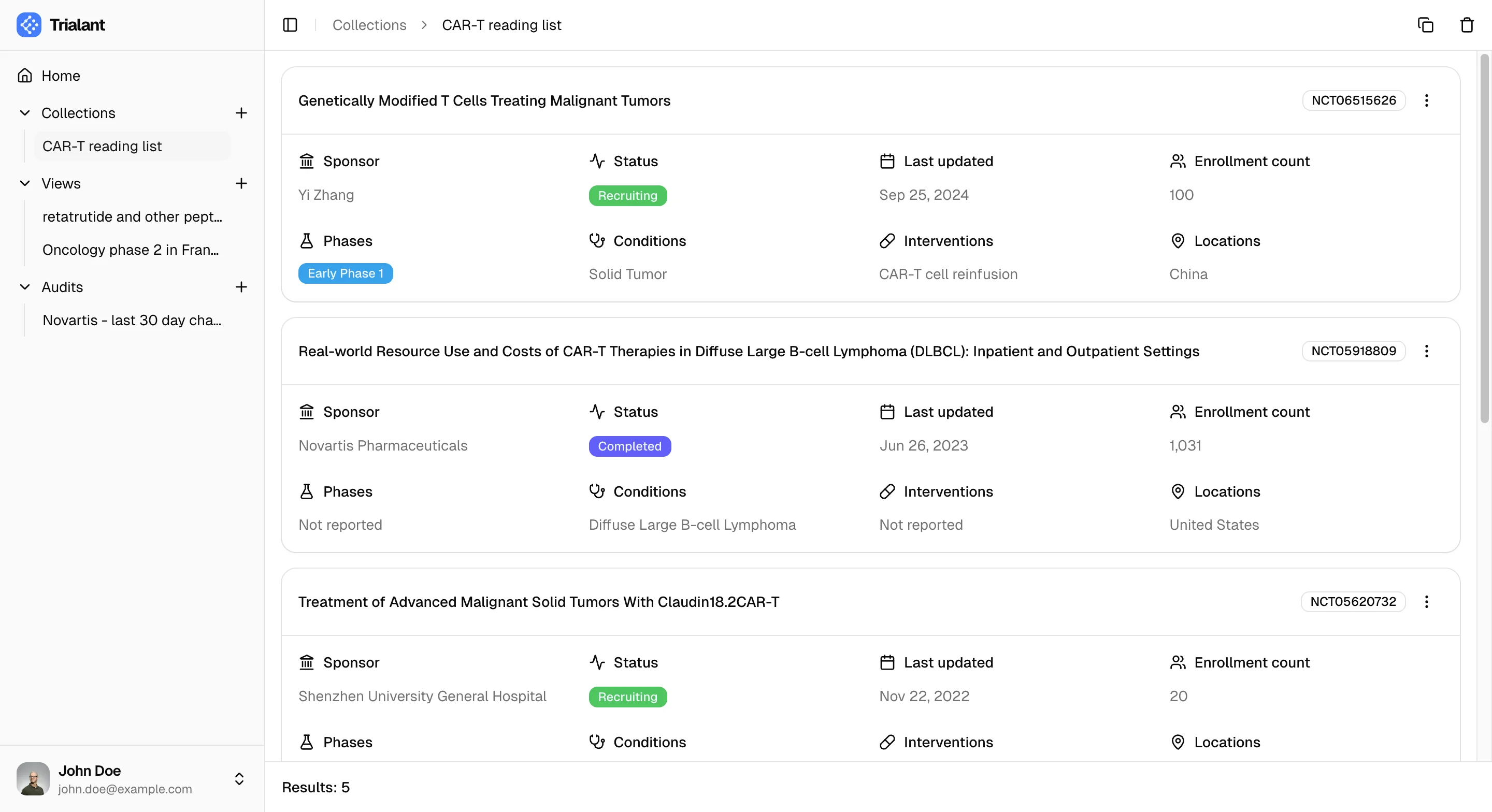 Collections feature screenshot