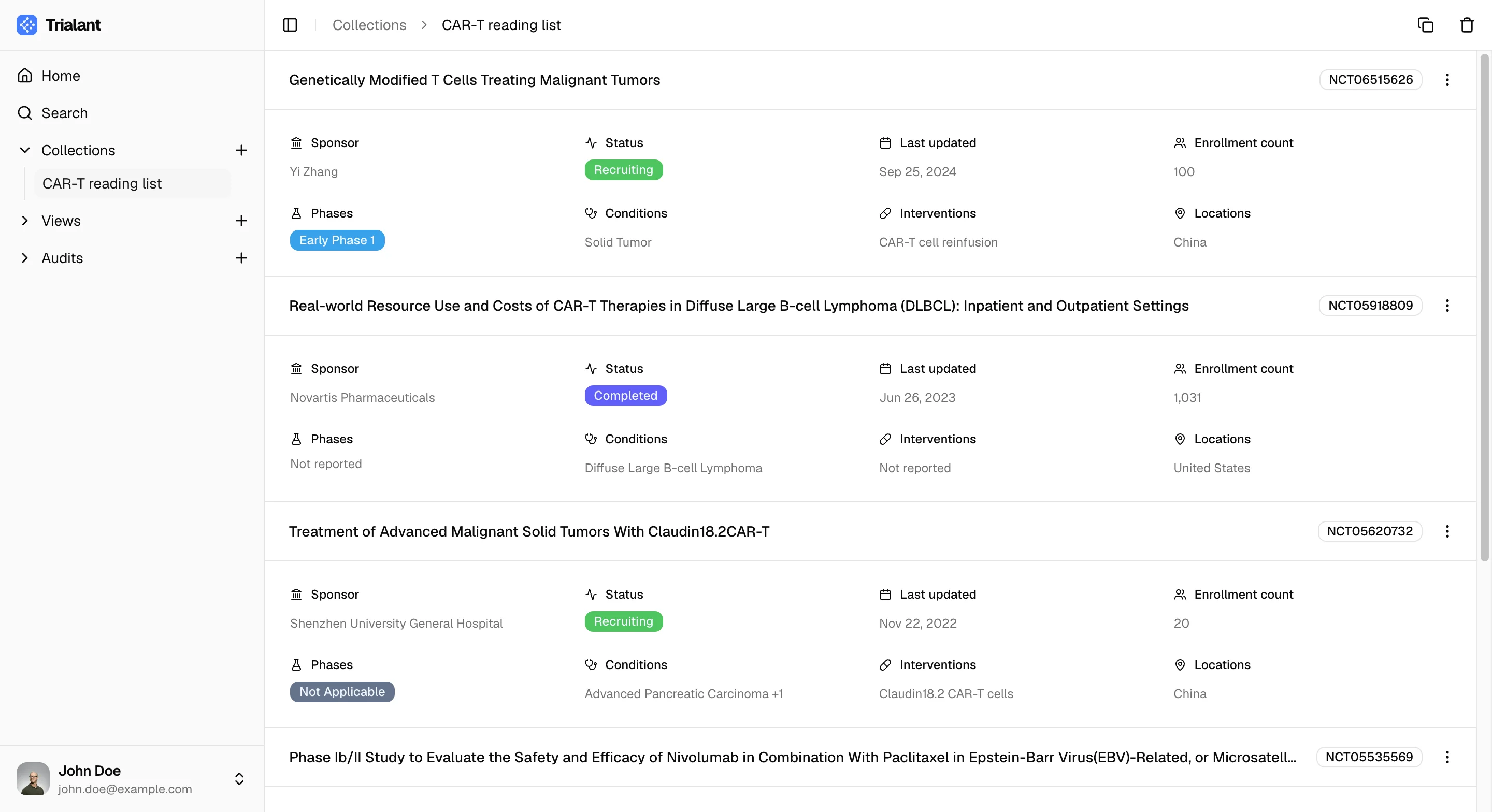 Collections feature screenshot