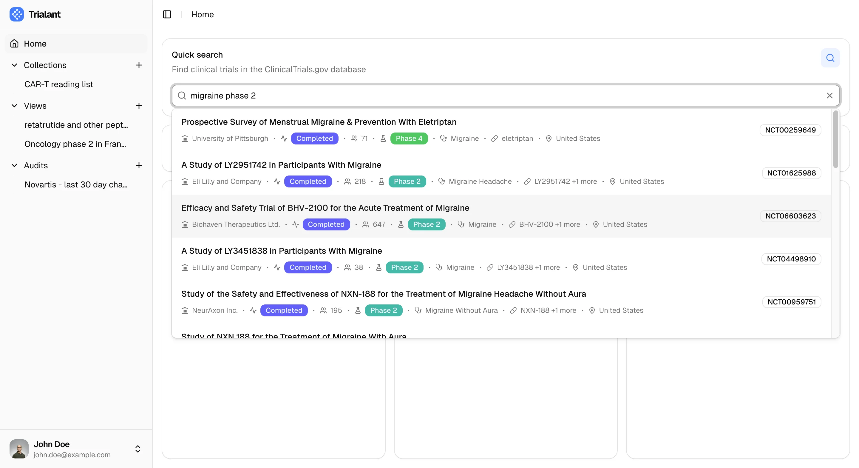 Search feature screenshot